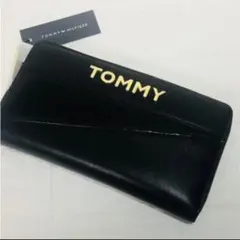 財布 トミー TOMMY ブラック ロゴ ジップ ウォレット