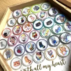 いいね多数⭐︎ラメのキラキラ動物おはじきシール30個＋おまけ付♡