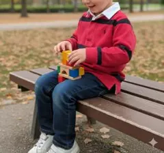 ラルフローレン ラガーシャツ 100cm 3T 裏起毛 ボーダー 赤 黒 男の子