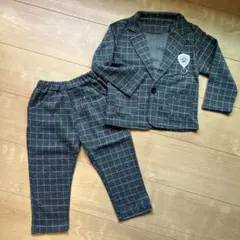 グレー　チェック柄 ジャケットパンツ セット　100 セットアップ　フォーマル
