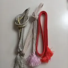 帯締めセット グレー 赤 ピンク