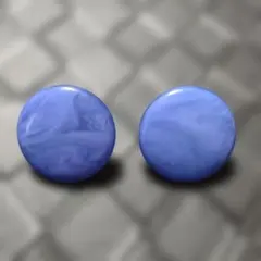 ブルーのマーブル模様のラウンドイヤリング ヴィンテージ 昭和レトロ