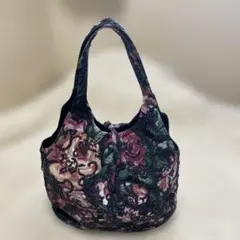 廃盤品！COCUE 花柄リバーシブルトートバッグ　ビーズ刺繍！！のサムネイル