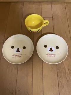 【未使用・新品・非売品】リラックマ スープカップ（豚顔デザイン）＆お皿2枚