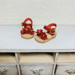 ブライス　アイシードール　サンダル　濃赤　赤　靴 シューズ 革 ピュアニーモs アイシードール ネオブライス リカちゃん 靴 サンダル