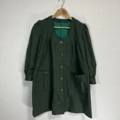 トップス　長袖　ノーカラー　ワンピース　グリーン　緑　レディース　秋　冬