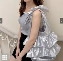 GRL グレイル バッグ トートバッグ サテン　フリル シルバー