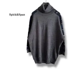【Spick&Span】レーススリーブタートルネックニット　七分袖　上品　毛混