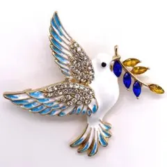 鳥×枝モチーフ ブローチ ラインストーン 北欧風 上品 可愛い きれいめ 高見え