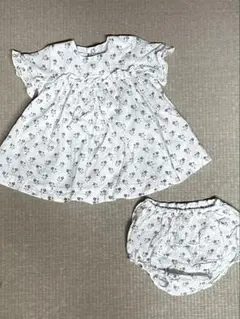 プチバトー　PETIT BATEAU 花柄ドレスとパンツセット 6m 70cm