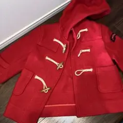 値下げ可　赤いウールダッフルコート フード付き