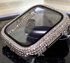 シルバー★Apple Watch 保護カバー パヴェglassケース キラキラ
