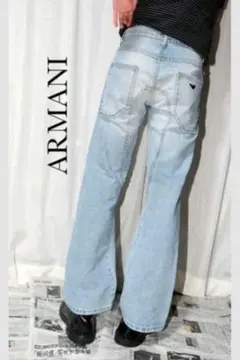 armani junior デニム 変形パターン フレアパンツ ライトブルーのサムネイル
