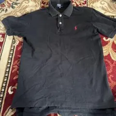 【希少・ナイガイ製】ポロラルフローレン ポロシャツ 150 ブラック 赤ポニー