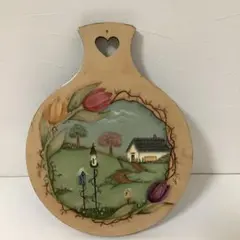 トールペイント　　春の風景＆クリスマス　リバーシブル　　木製ボード　ハンドメイド