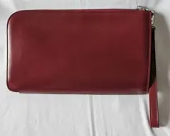 MURA L字ファスナー コンパクト クラッチバッグ　レッド