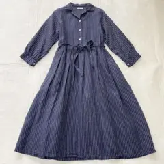 フォグリネンワーク　リネン　シャツワンピース　ロング　　シェルボタン　後藤由紀子のサムネイル