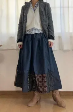 大島紬のロングスカート