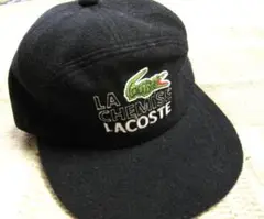【美品】ヴィンテージ LACOSTE 黒 ウール生地キャップ