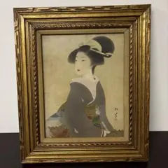 鶴田一郎 美人画 額装品【エメラルドの瞳】 - メルカリ