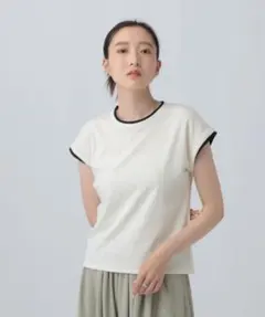 LEPSIM　レプシィム　配色コンパクトフレンチスリーブ　オフホワイト×ブラックのサムネイル