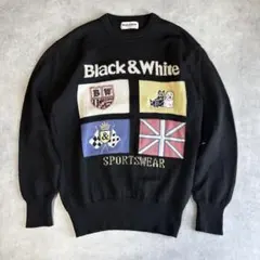 Black & White ニット セーター 英国モチーフ80s 90s 日本製