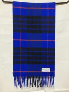 【旧タグ】ジョンストンズ Johnstons カシミヤ100％ マフラー 紺 ジョンストンズオブエルガン Johnstons of Elgin タグ付き