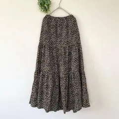 オリーブデオリーブ［F］美品◎大人クール◎レオパードプリントティアードスカート