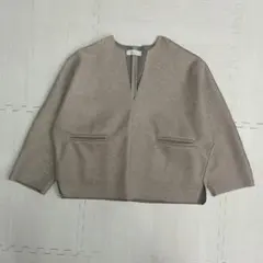 SELECTMOCA ノーカラージャケット ベージュ Vネック オーバーサイズのサムネイル
