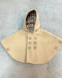 ✴︎ミキハウス　ベージュチェックのフリース ポンチョ　コート✴︎