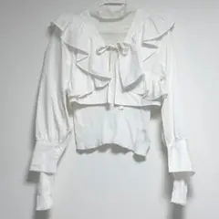 ココディール リブタートル×フリルボレロセット カットソー長袖リボン 2M 白