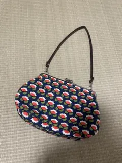 和装花柄がま口バッグ