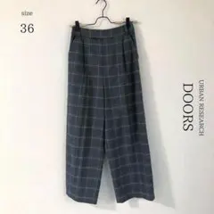 【アーバンリサーチ】ウールライクチェックワイドパンツ【36】春物レーヨン