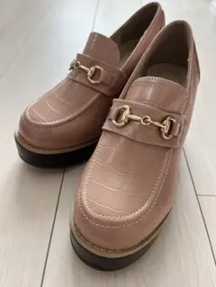 【最終値下げ】ローファー 厚底チャンキー ビットヒールローファー　ピンクベージュ