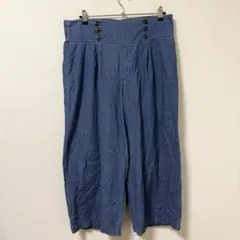 デニムワイドパンツ 4L ライトブルー 綿100％ ガウチョ 大きいサイズ