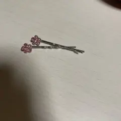 ピンク 花形 ヘアピン 2個セット