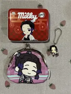 鬼滅の刃　しのぶのがま口と、ミニチャーム、ミルキィコラボ缶3個セット