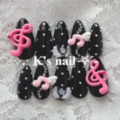 ネイルチップ♡現品 ウィッシュコア 平成女児 y2k 音符 韓国 シズニルック