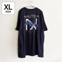 NAUTICA Tシャツ XL ネイビー バックプリント 前面ロゴのサムネイル