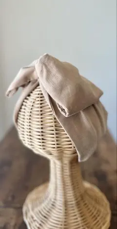 綿 コーデュロイ ワイヤーターバン クロスターバン ワイヤー入り ライトベージュ