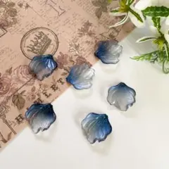 【1968】ガラスチャーム 金魚の尾びれ ダークブルー 6個 350円