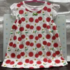 キッズ Tシャツ ノースリーブ フリル トップス さくらんぼ 120㎝のサムネイル