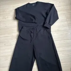 UNIQLO エアリズムコットン ワイドパンツ セットアップ ブラック L 美品