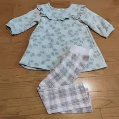 葉柄ワンピースとチェックパンツセットのサムネイル
