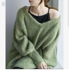 kastaneメランジVあきニットプルオーバー