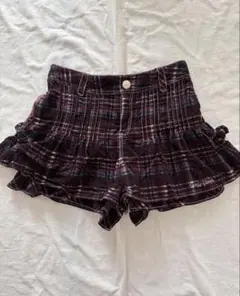 メゾピアノ　チェック柄フリルショートパンツ