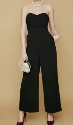 ラグナムーン　LADYクロスベアパンツドレス　ブラック　M LAGUNAMOON