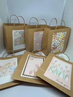 クラフト紙袋 6柄各4枚　24枚セット　プレゼント　ハンドメイド