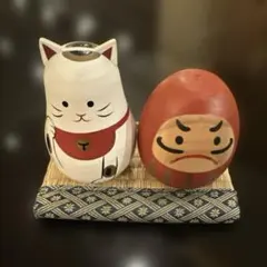 招き猫・だるま 貯金箱 置物 2点セット 畳付き 縁起物