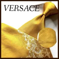 美品 ヴェルサーチ ネクタイ シルク メデューサ ロゴ バロック柄 ゴールド